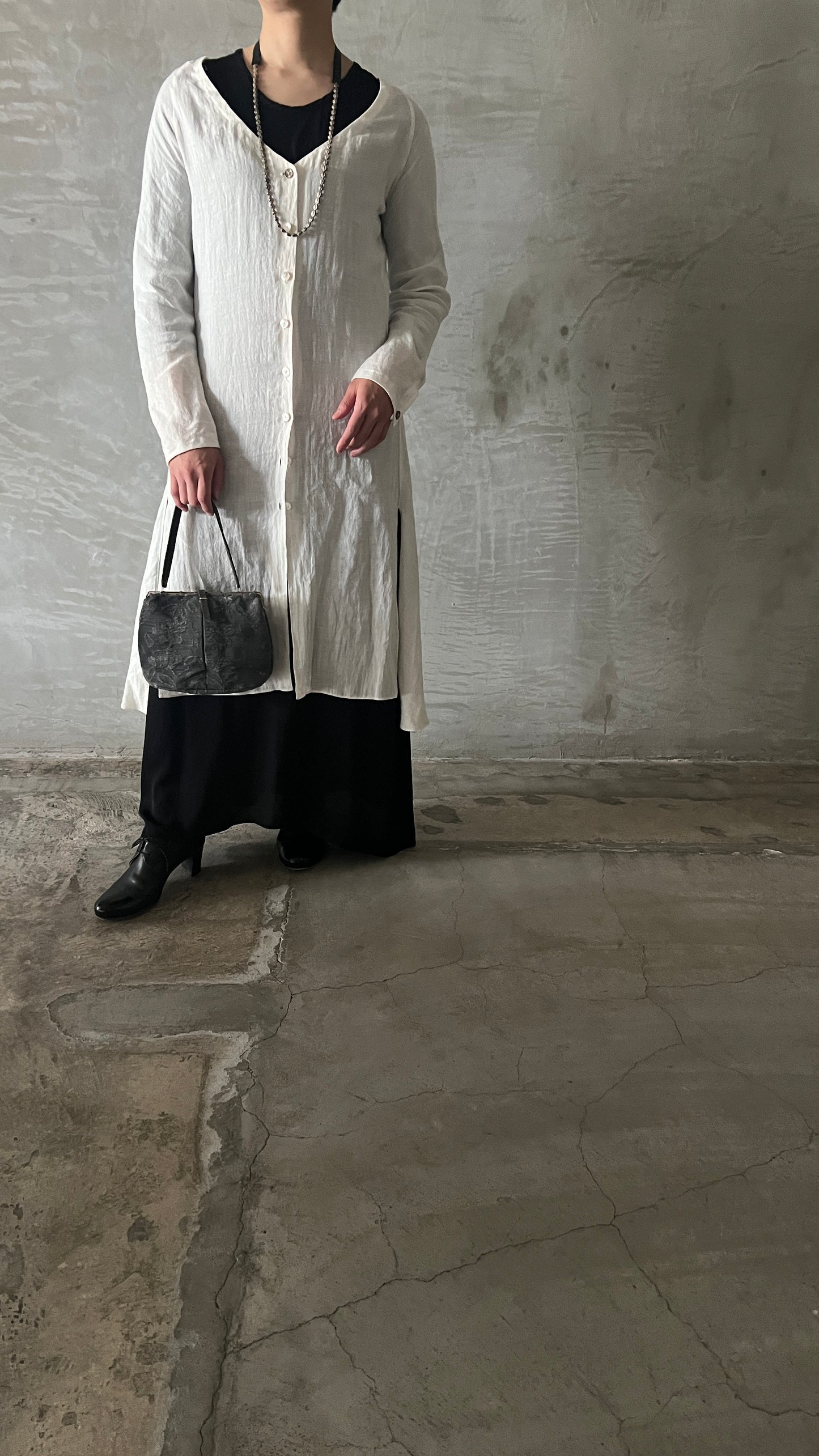 Eight-Button Front Dress with Side Slits