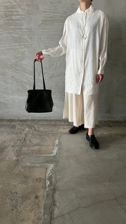 wo. high collar medium fit long shirt