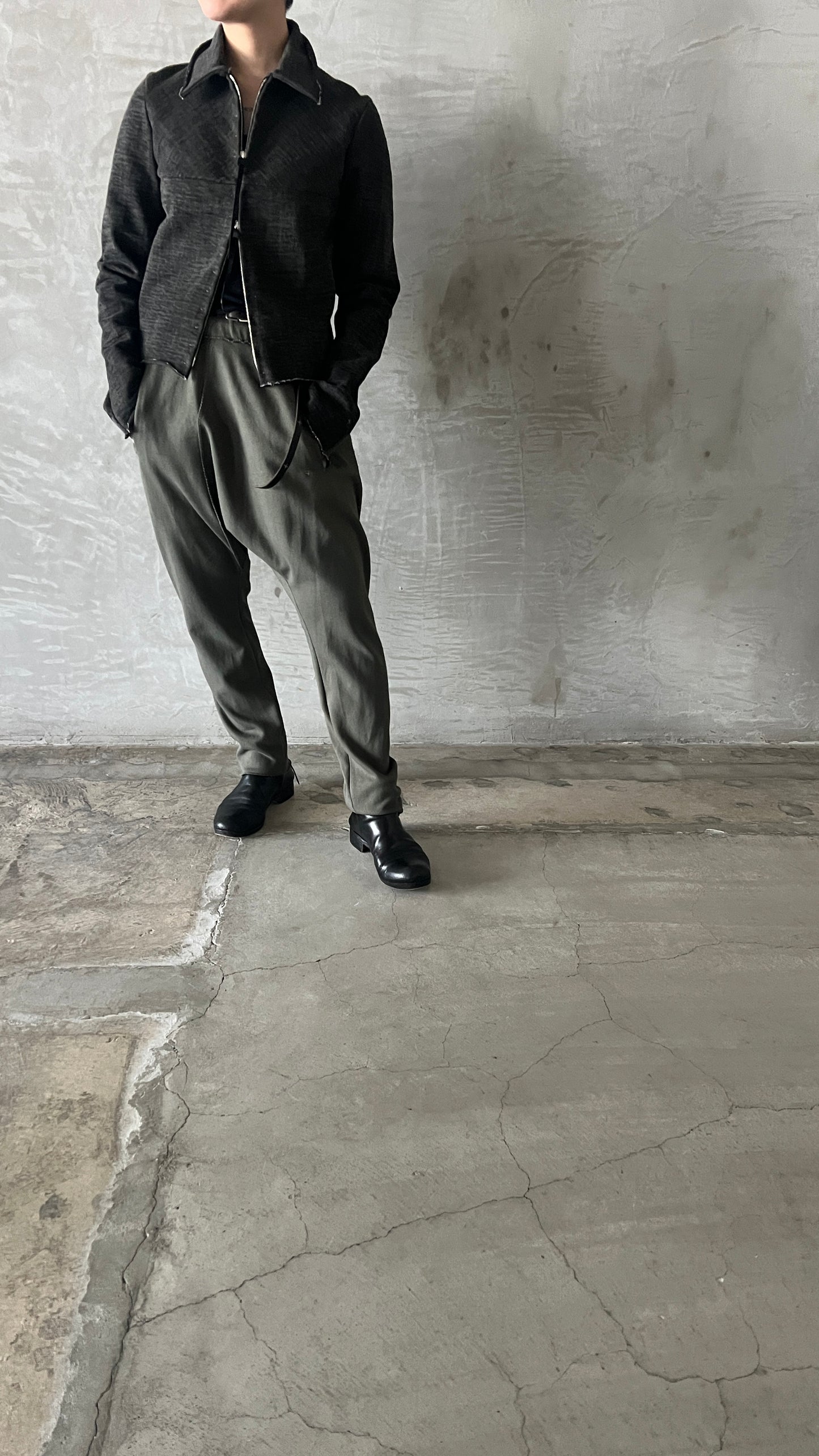 elastic waist lowcrotch 2pocket pants