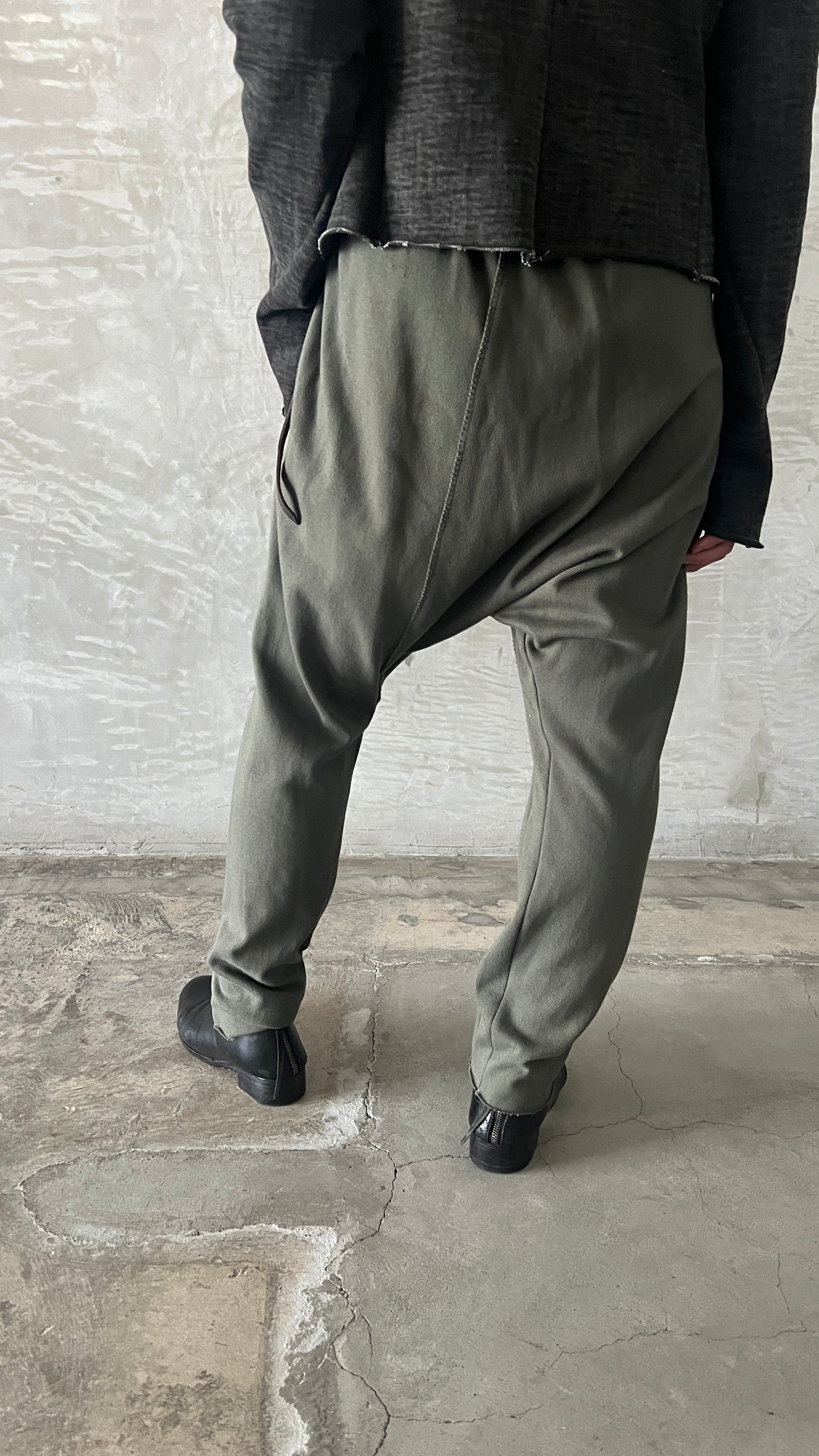 elastic waist lowcrotch 2pocket pants