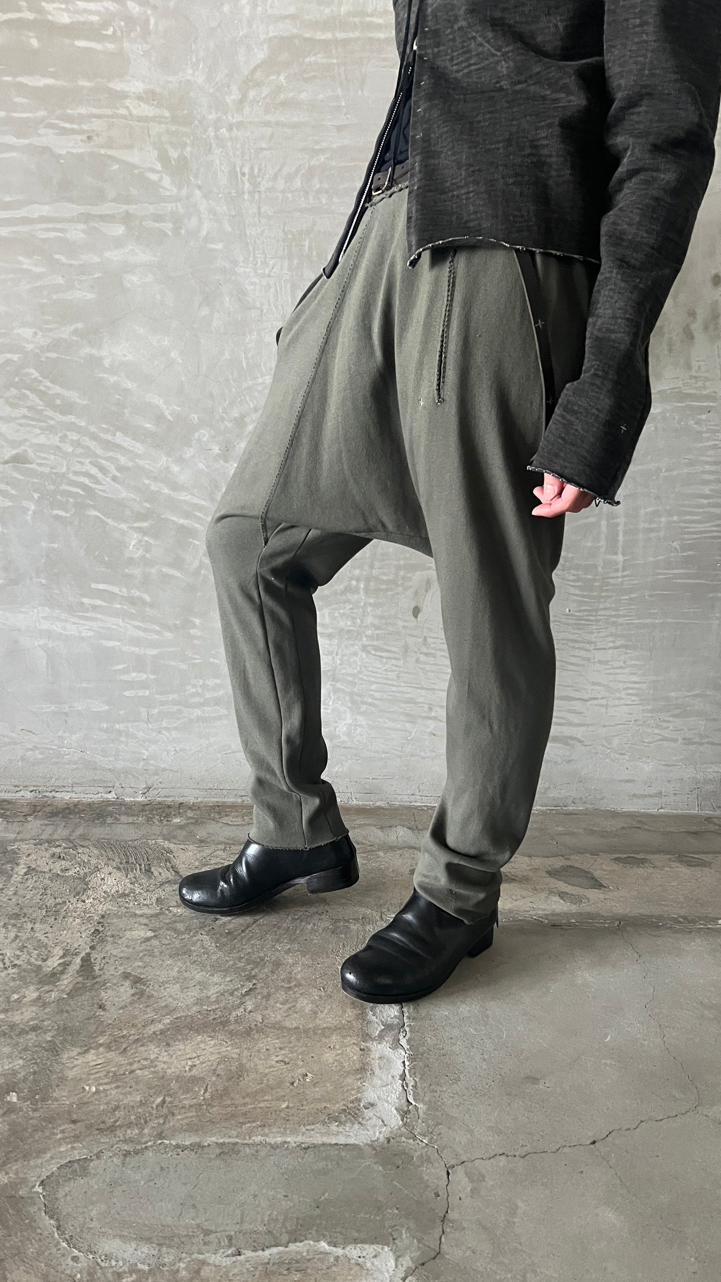 elastic waist lowcrotch 2pocket pants