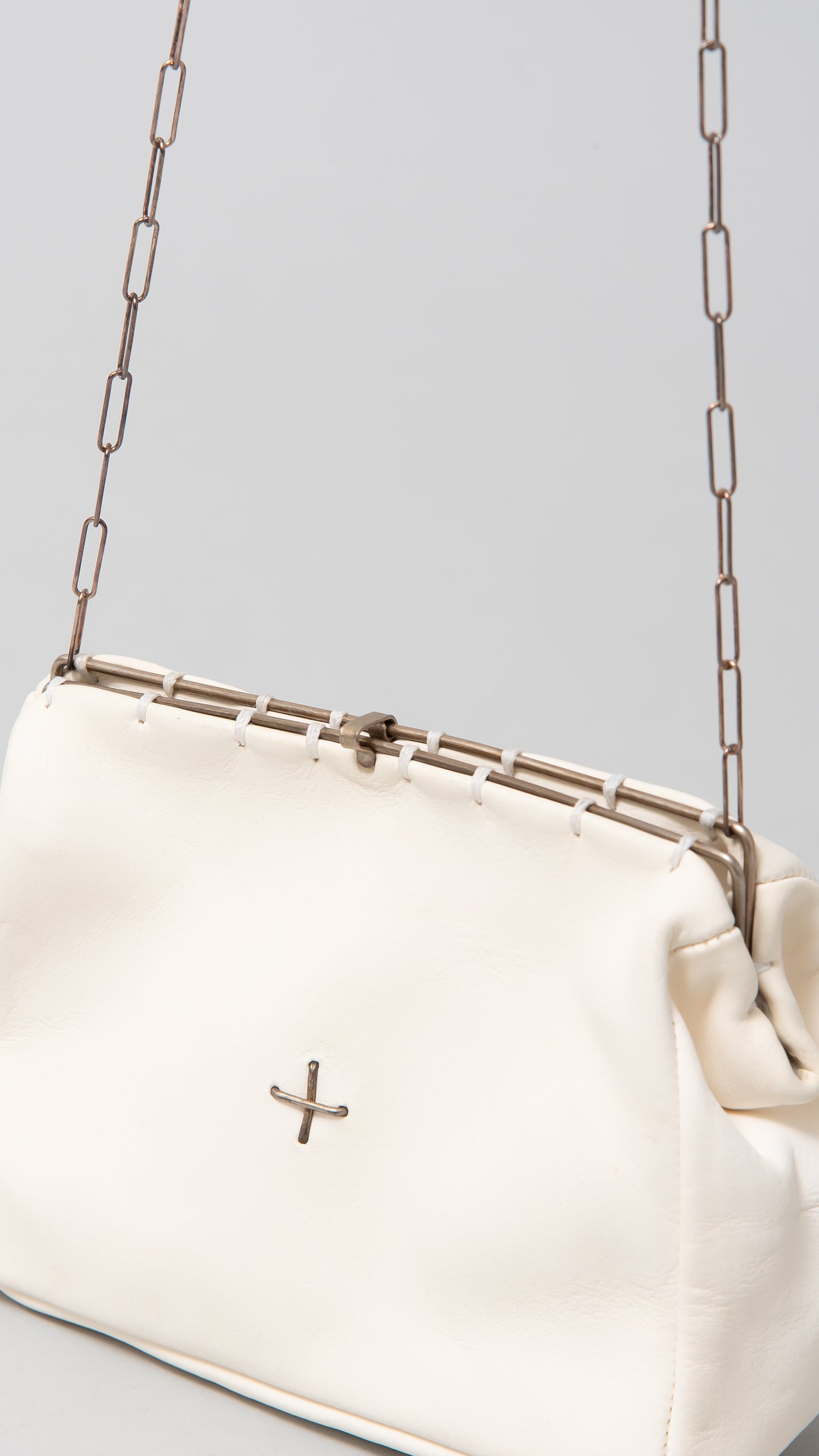 extra small silver rim hand bag