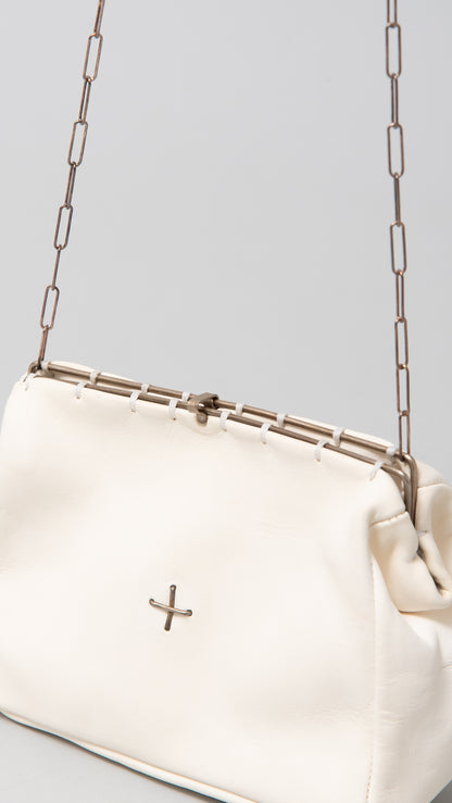 extra small silver rim hand bag