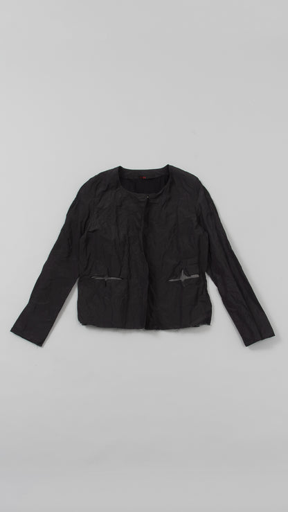 wo.fitted cross pocket short jacket