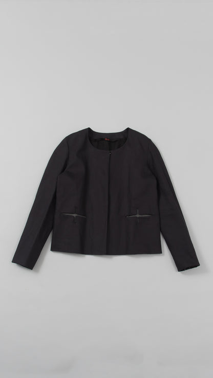 wo.fitted cross pocket short jacket