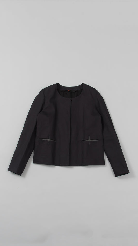 wo.fitted cross pocket short jacket