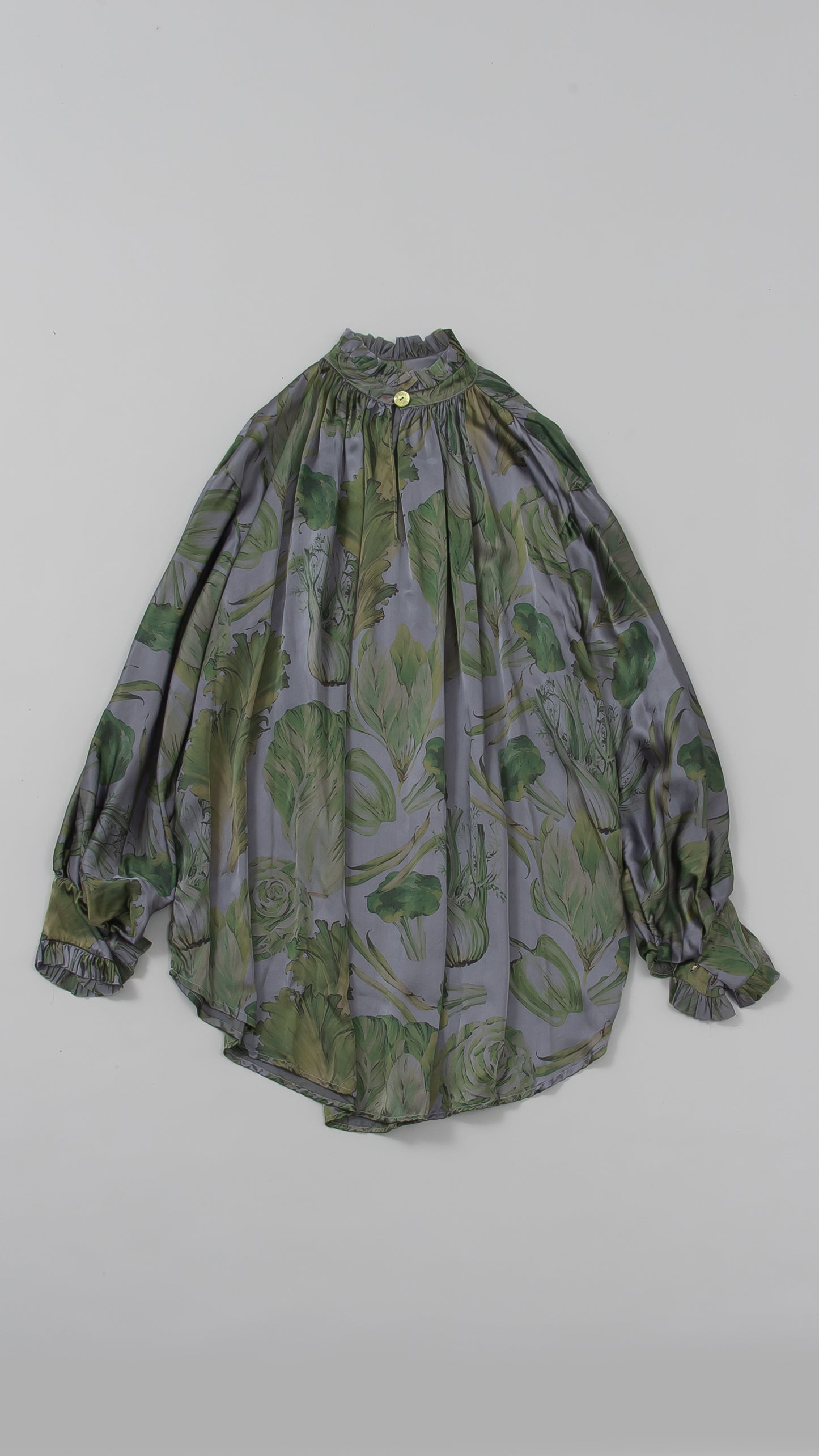 handmade antique 19th century French tailored pullover prairie ruffle collar shirt 　W