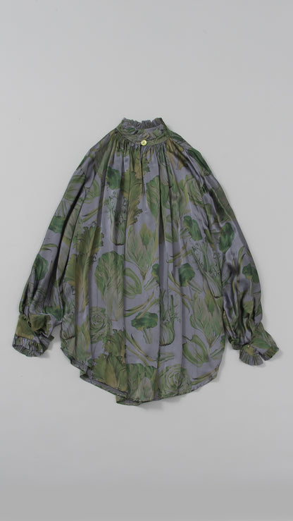 handmade antique 19th century French tailored pullover prairie ruffle collar shirt 　W