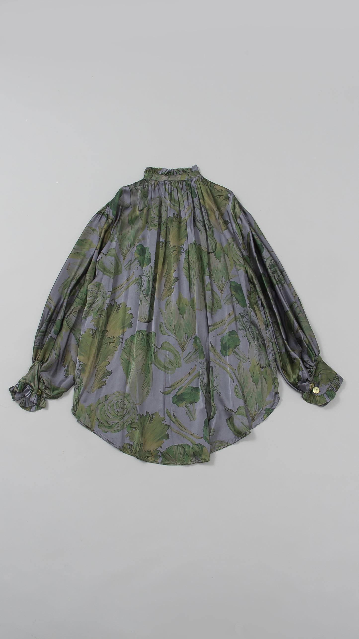 handmade antique 19th century French tailored pullover prairie ruffle collar shirt 　W