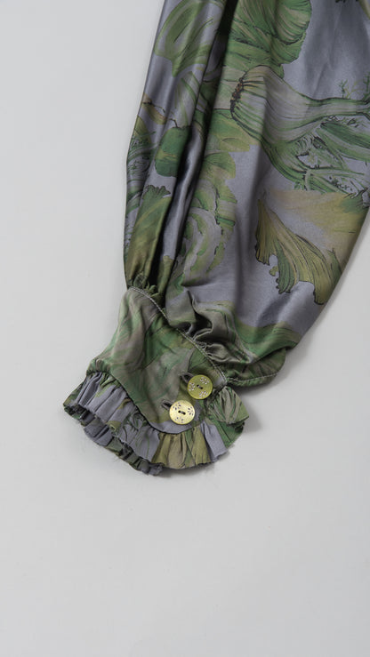 handmade antique 19th century French tailored pullover prairie ruffle collar shirt 　W