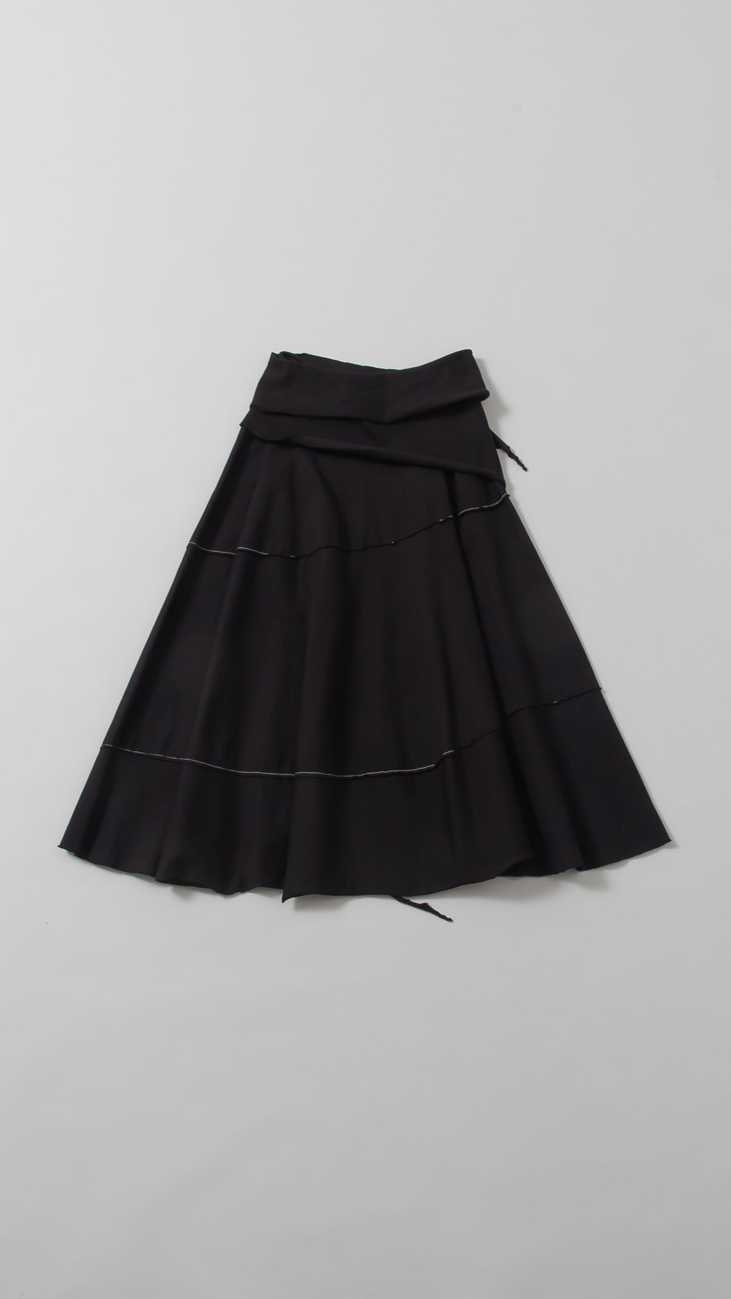 Matching Waistband Spiral Flare Skirt