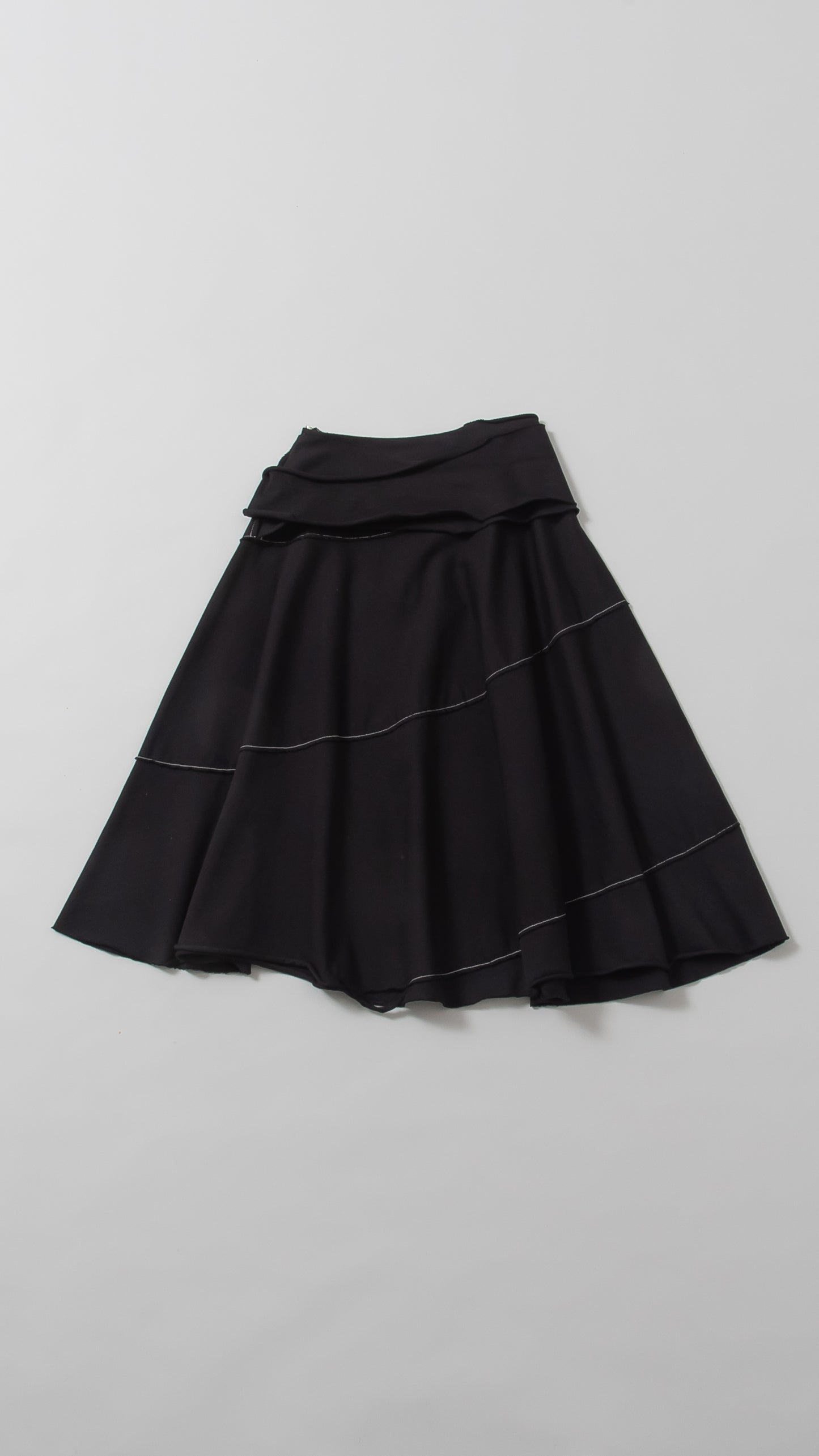 Matching Waistband Spiral Flare Skirt