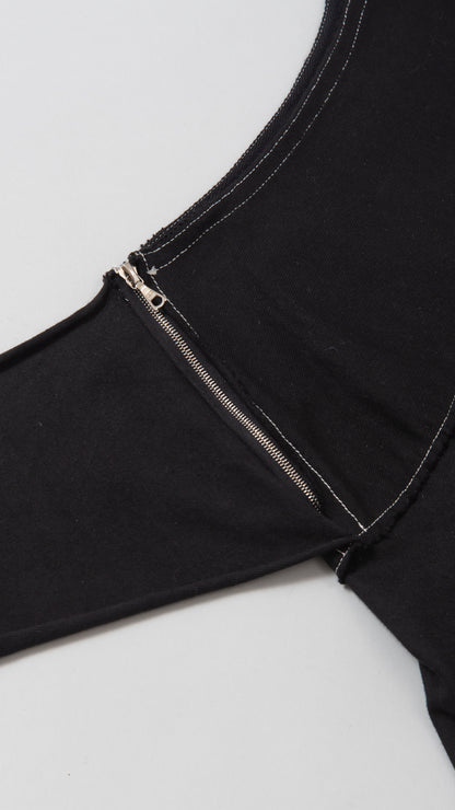 Matching Waistband Spiral Flare Skirt