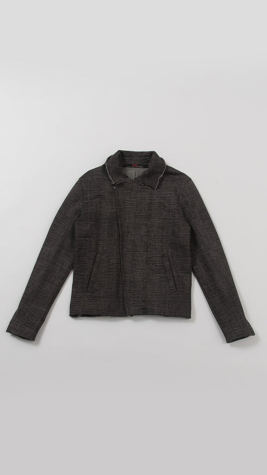 diagonal zip biker jacket