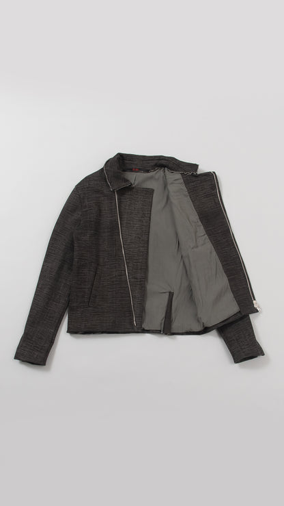 diagonal zip biker jacket
