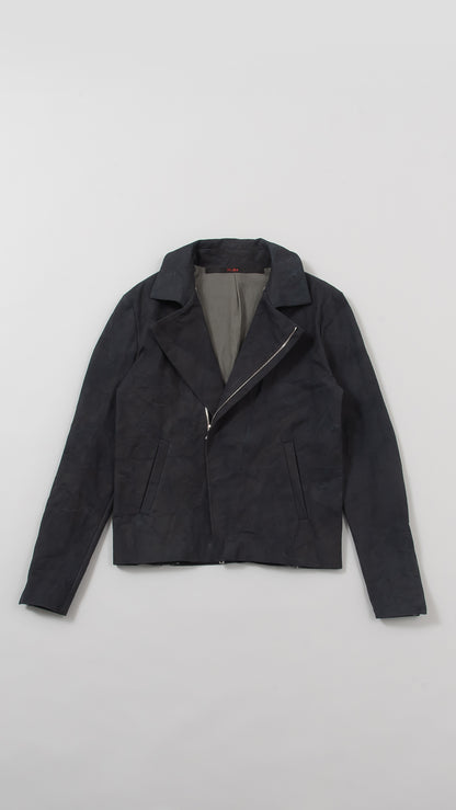 diagonal zip biker jacket