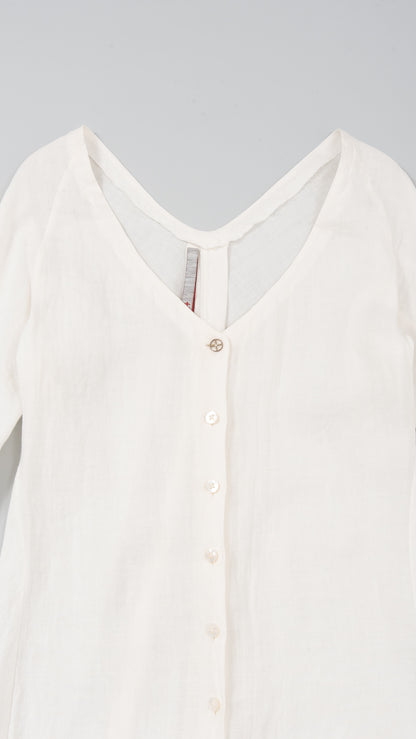 Eight-Button Front Dress with Side Slits