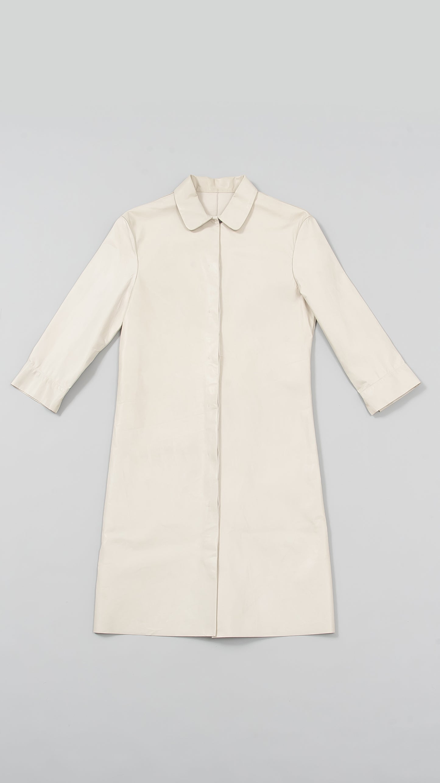 wo rounded collar 3/4 sleeve long shirt