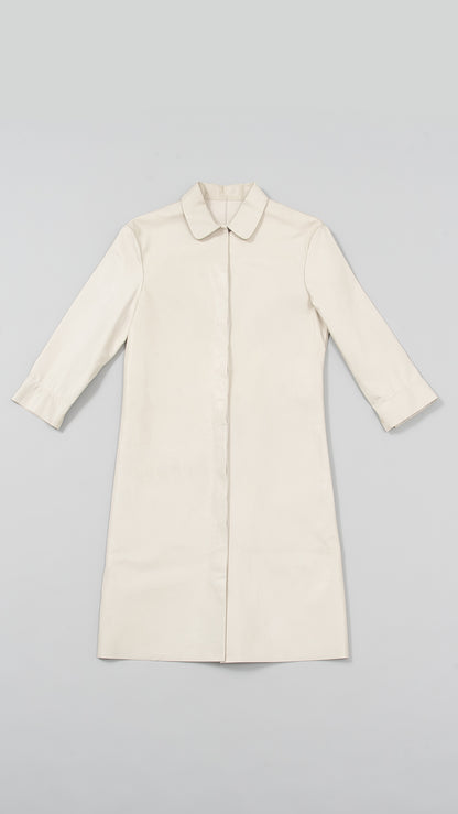 wo rounded collar 3/4 sleeve long shirt