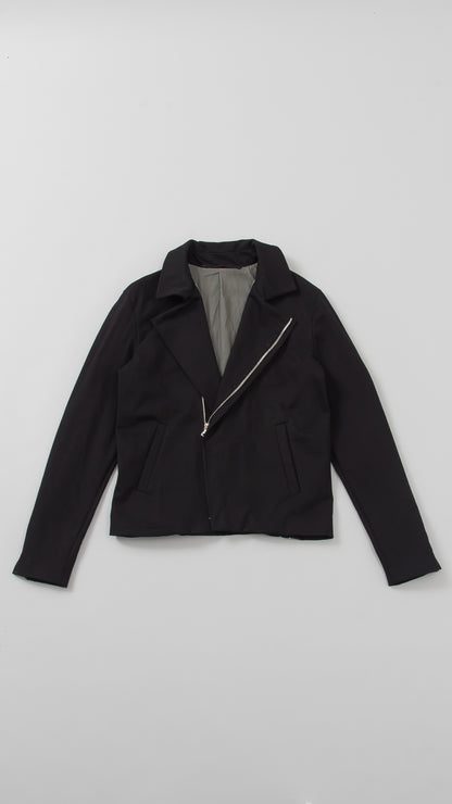 diagonal zip biker jacket