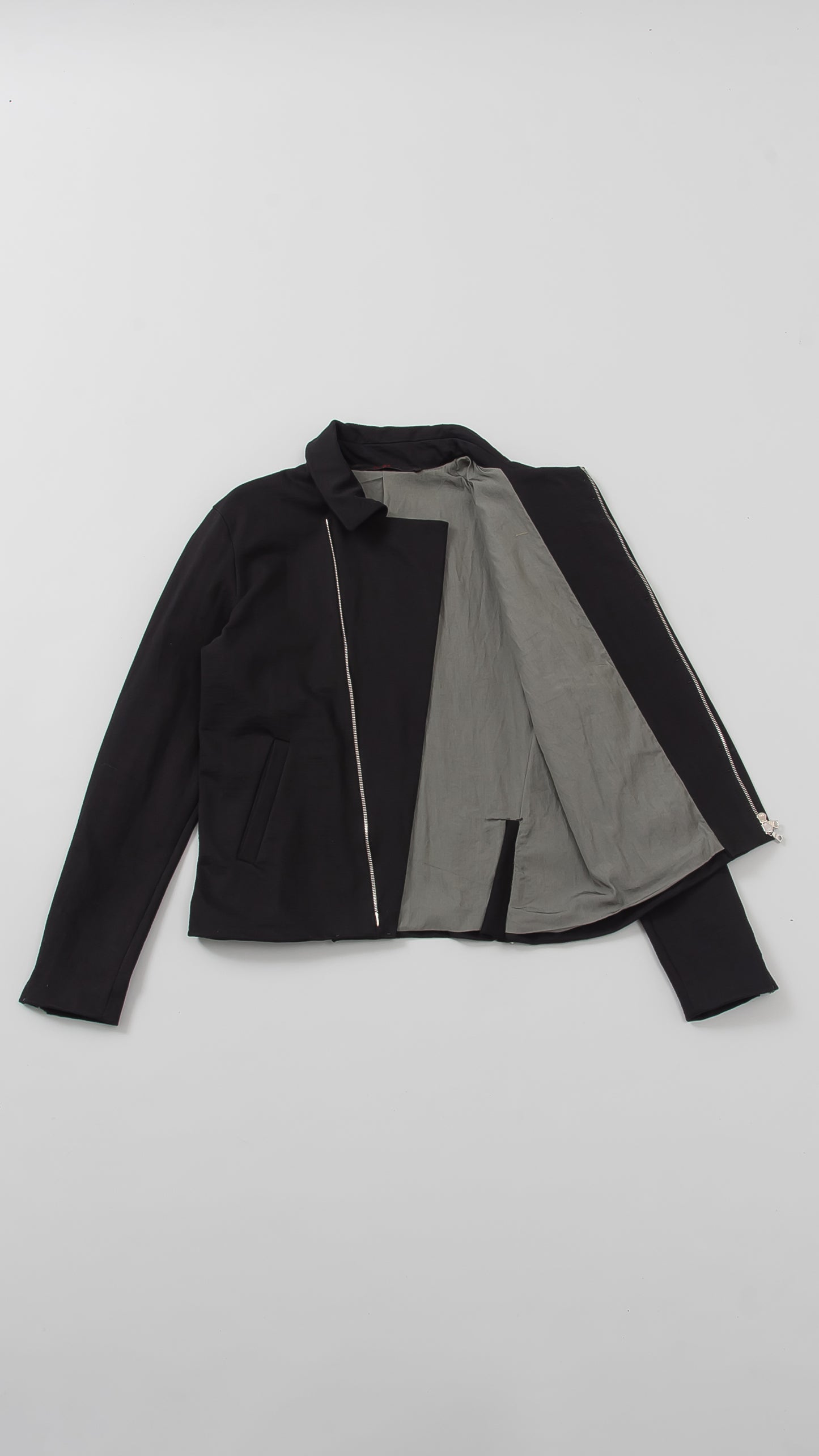 diagonal zip biker jacket