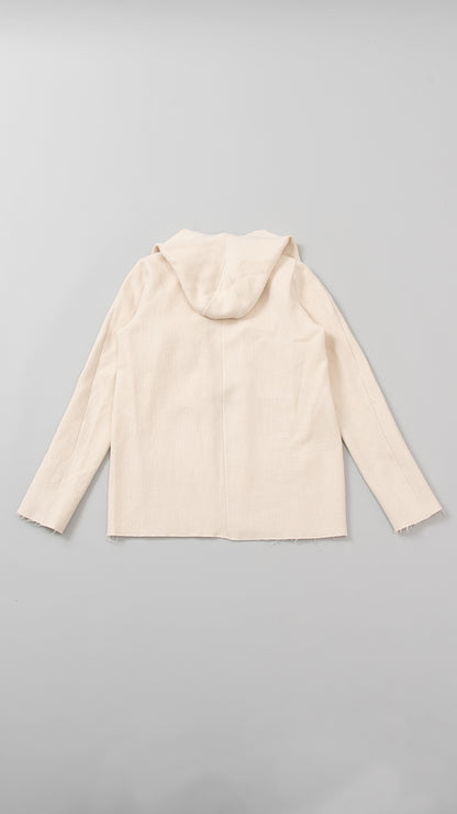 folded pocket hooded loose jacket